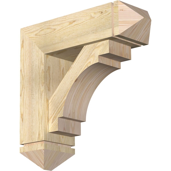 Ekena Millwork Merced Arts and Crafts Rough Sawn Bracket w/ Offset Brace, Douglas Fir, 8"W x 26"D x 26"H BKT0806X26X26MRC03RDF - main